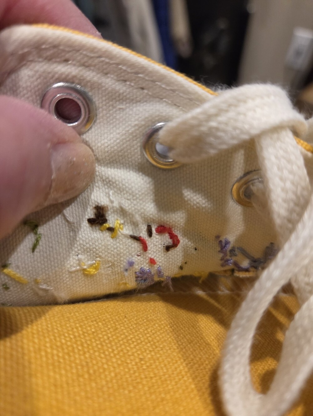 Converse Yellow Floral Embroidered Canvas Sneakers - Picture 6 of 7